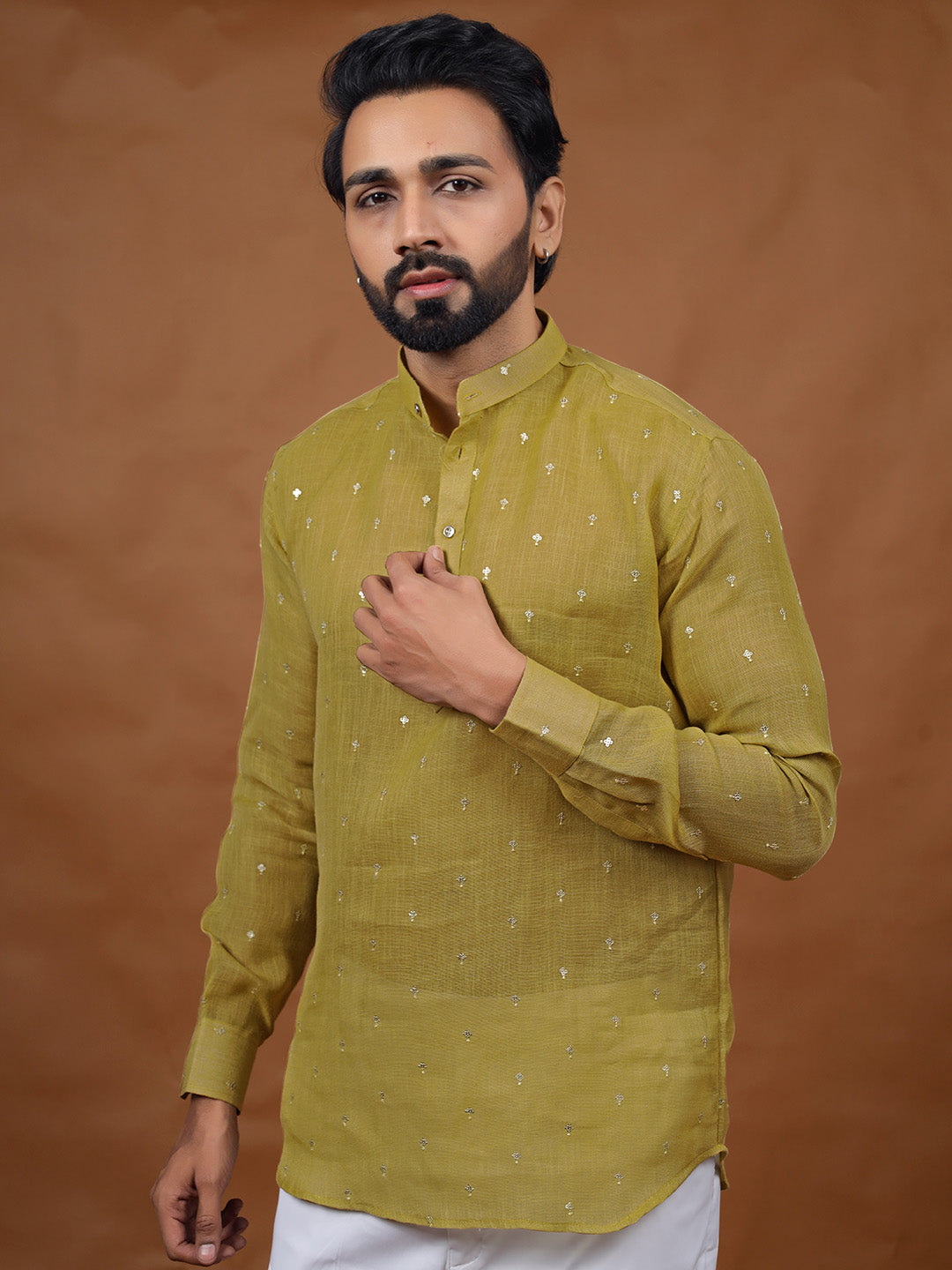 Yellow Embroidered Short Kurta