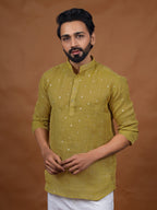 Yellow Embroidered Short Kurta