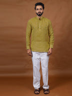 Yellow Embroidered Short Kurta