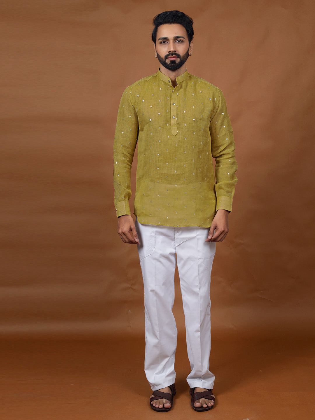 Yellow Embroidered Short Kurta