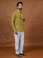 Yellow Embroidered Short Kurta