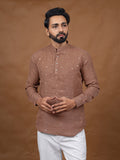 Brown Embroidered Short Kurta