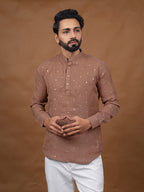 Brown Embroidered Short Kurta