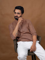 Brown Embroidered Short Kurta