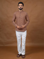 Brown Embroidered Short Kurta
