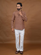 Brown Embroidered Short Kurta