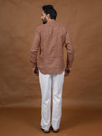 Brown Embroidered Short Kurta