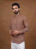 Brown Embroidered Short Kurta