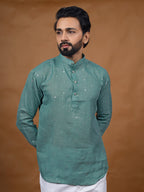 Rama Green Embroidered Short Kurta