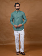 Rama Green Embroidered Short Kurta