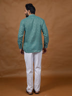 Rama Green Embroidered Short Kurta