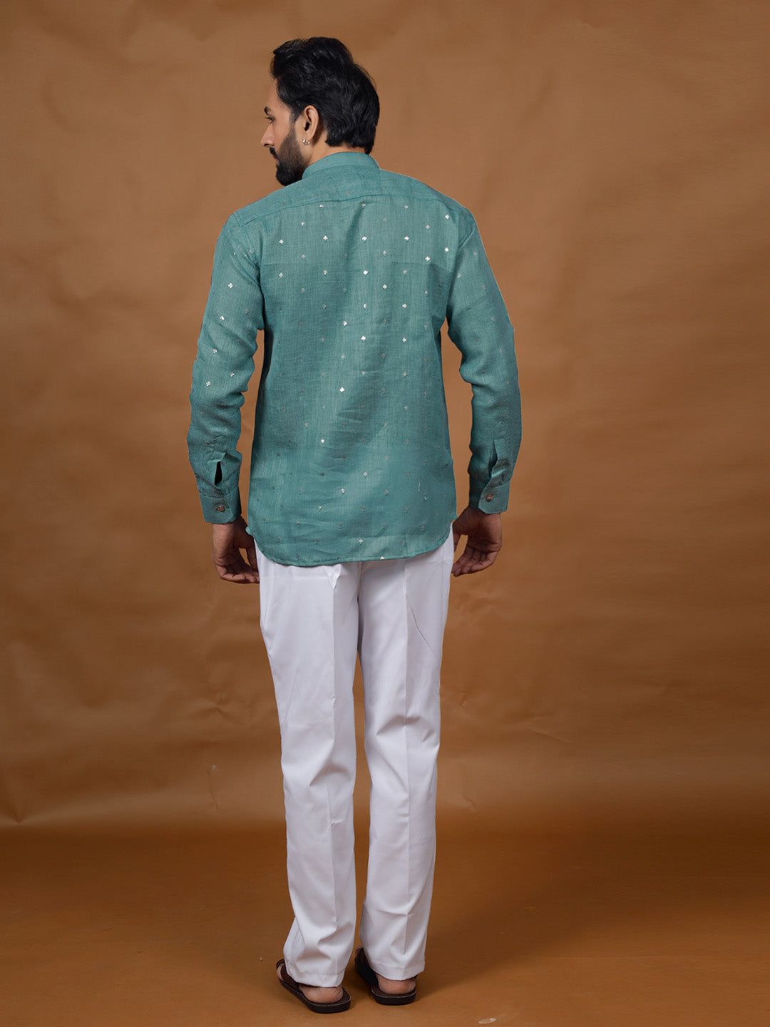 Rama Green Embroidered Short Kurta