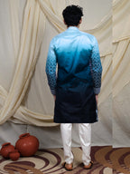 Petrol blue lucknowy embroidered work kurta